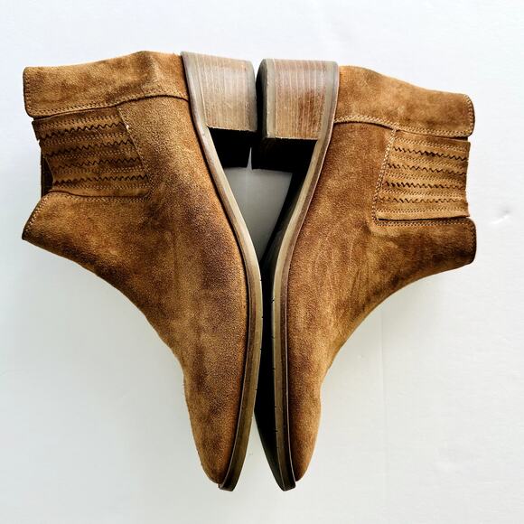 AQUATALIA Rosalin Weatherproof Suede Ankle Boot Size 9.5 Whiskey Tan Italy - Picture 6 of 10